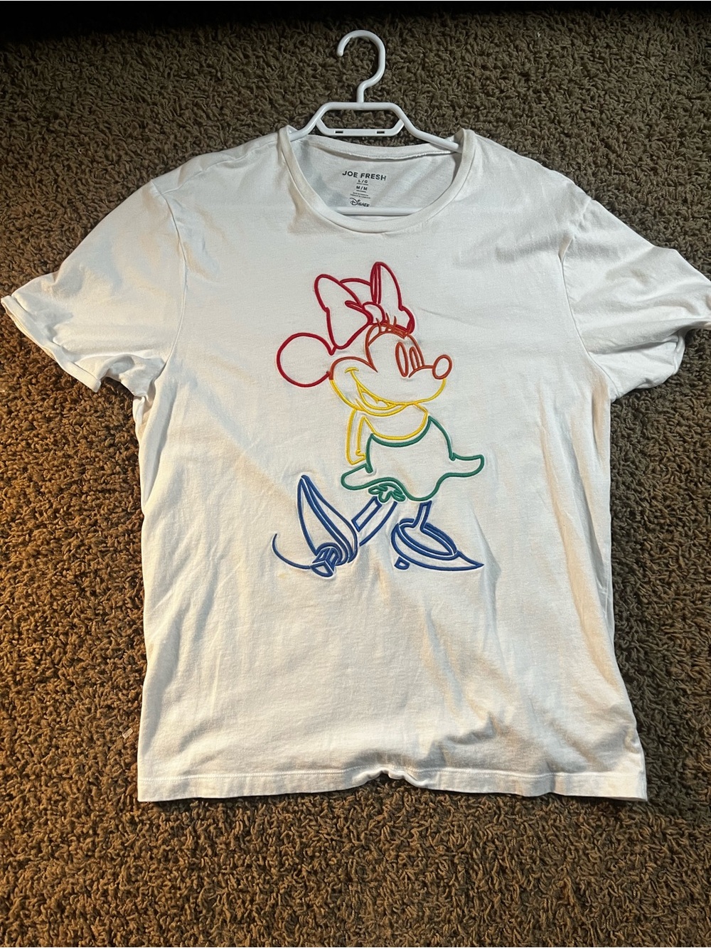 Joe Fresh White Men's Tee with Multicolor Minnie Mouse Outline